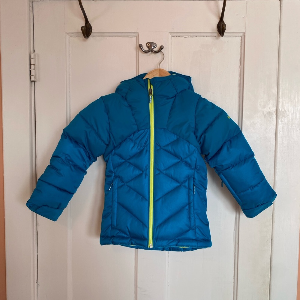 Columbia Blue and Lime Green Puffer Winter Coat